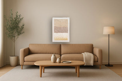 Golden Texture Harmony - 28" x 40" Framed Wall Art - Beige
