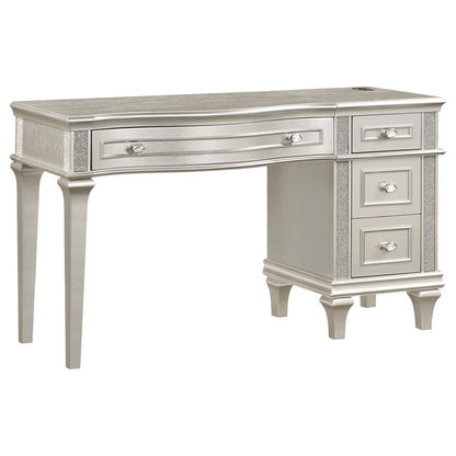 Evangeline - 4-Drawer Vanity Set With Stool - Silver Oak