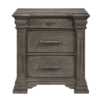 Kings Court - 3 - Drawer Nightstand (Sliding Top) - Gray