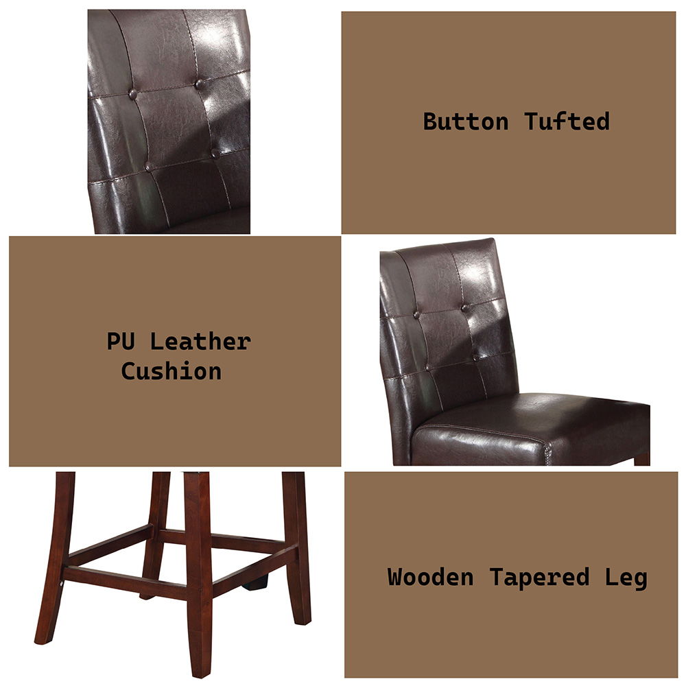 Britney - 20" Counter Height Chair (Set of 2) - Espresso Synthetic Leather & Walnut