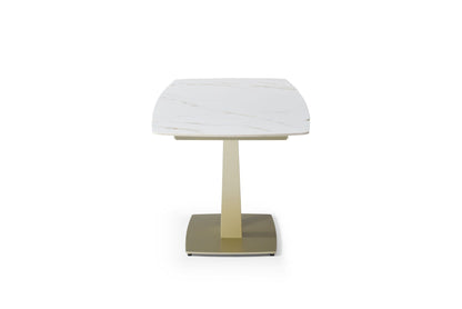 109 - Dining Table - White Gloss / Golden Jade