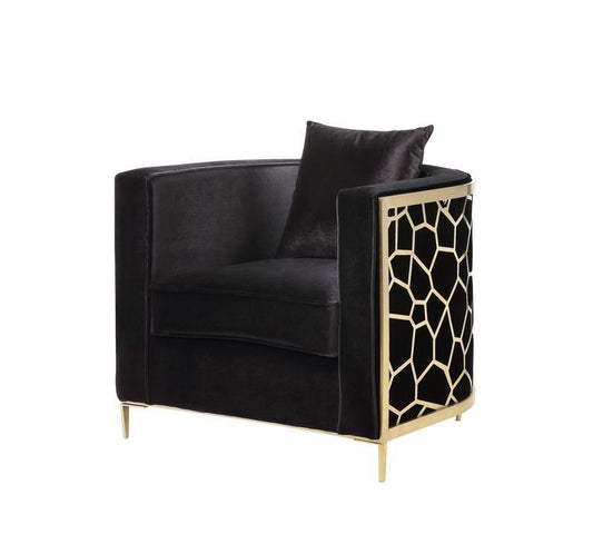 Fergal - Chair - Black Velvet & Gold Finish