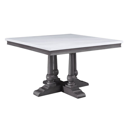 Yabeina - Square Dining Table - Marble Top Top & Gray Oak