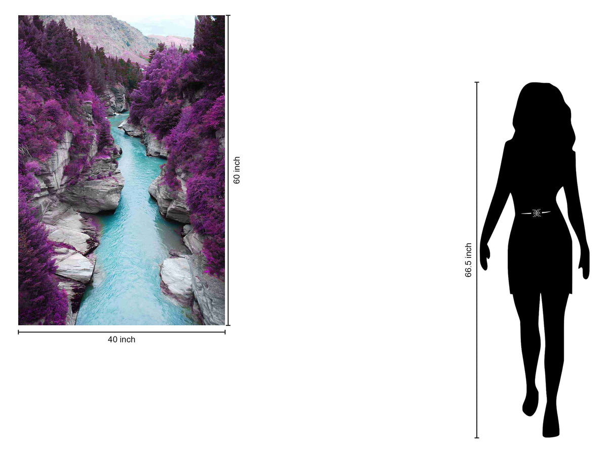 Floating Tempered Glass With Foil Between Mountains - Purple