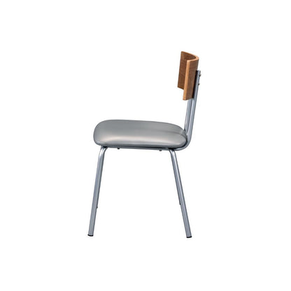 Jurgen - Side Chair (Set of 2) - Gray Synthetic Leather, Oak & Silver