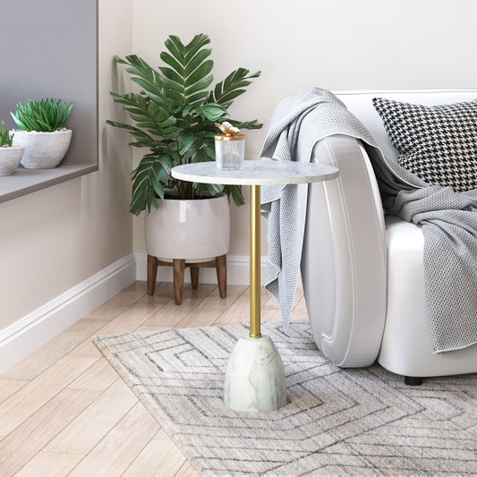 Cynthia - Side Table - White / Gold