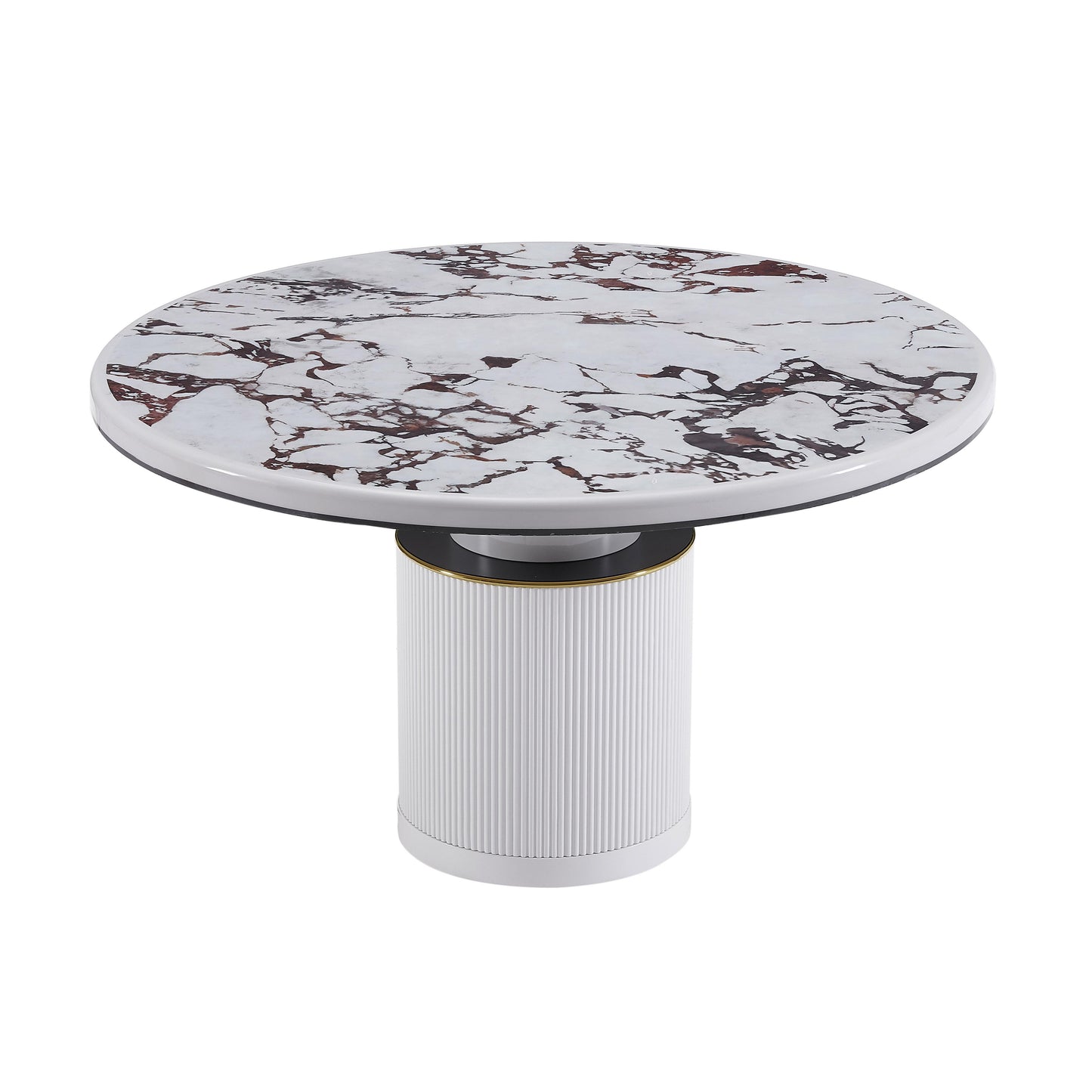 Vanessa - Marble Lacquer Round Dining Table - White