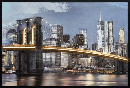 "Urban Glow" Hand-Embellished LED In Frame - Black / Gold / Gray