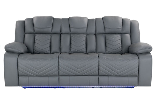 U7068 - 10 Power Reclining Sofa With Dining Table, WC And LED - Gray