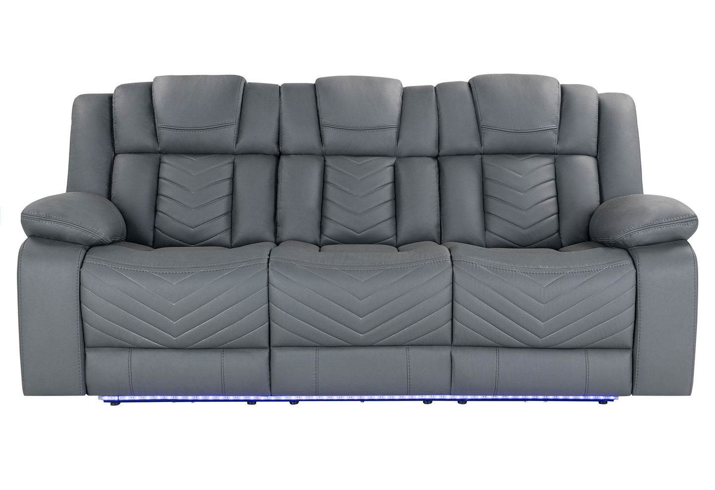 U7068 - 10 Power Reclining Sofa / Power Console Reclining Loveseat With LED - Gray