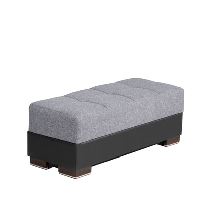 Ottomanson Armada - Upholstered Ottoman With Storage - Gray/Black PU Polyester