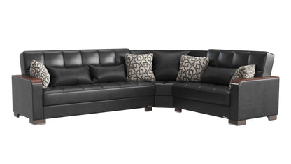 Ottomanson Armada X - Upholstered Convertible Wood Trimmed Sectional With Storage