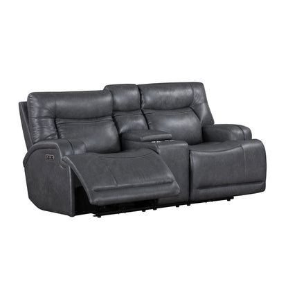 Titan - Console Loveseat With Power Headrest & Footrest - Gray