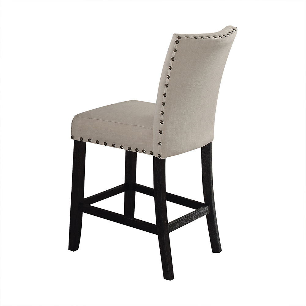 Nolan - Counter Height Chair (Set of 2) - Beige Linen & Salvage Dark Oak