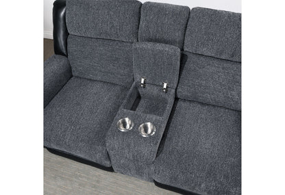 U5914/U5915 - Reclining Sofa, Console Reclining Loveseat With Immersive Sound, Blue LED And Recliner - Black / Gray