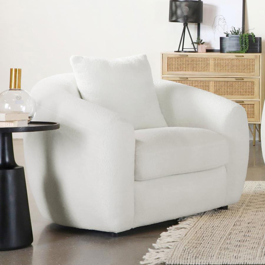 Isabella - Faux Sheepskin Upholstered Accent Chair Natural - Ivory