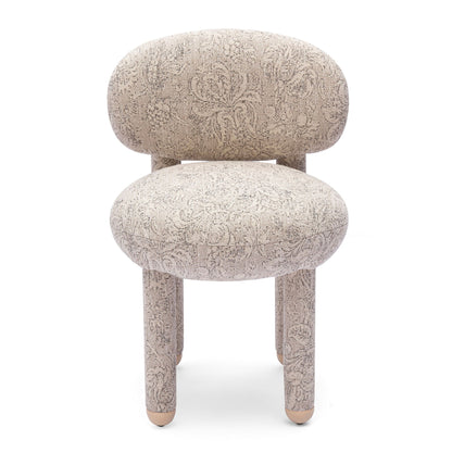 Manu - Floral Jacquard Dining Chair - Neutral