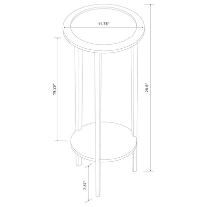 Kirk - 1-Shelf Round Wood Plant Stand Side Table - Espresso