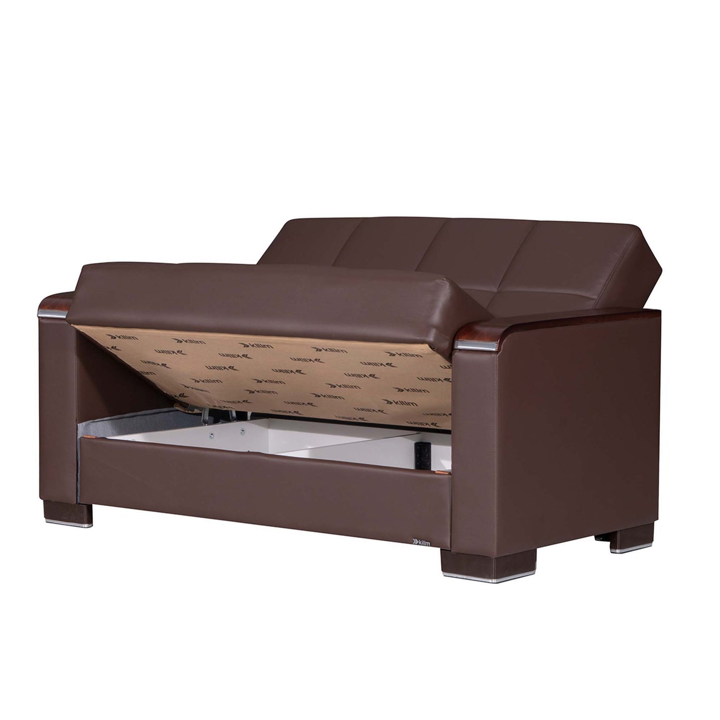 Ottomanson Armada X - Upholstered Convertible Wood Trimmed Loveseat With Storage