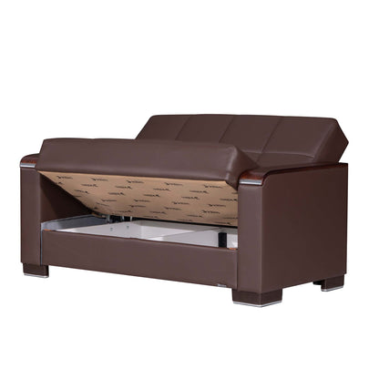 Ottomanson Armada X - Upholstered Convertible Wood Trimmed Loveseat With Storage