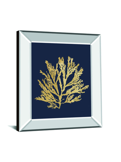 Pacific Sea Mosses I Indigo By Wild Apple Portfolio - Mirror Framed Print Wall Art - Black