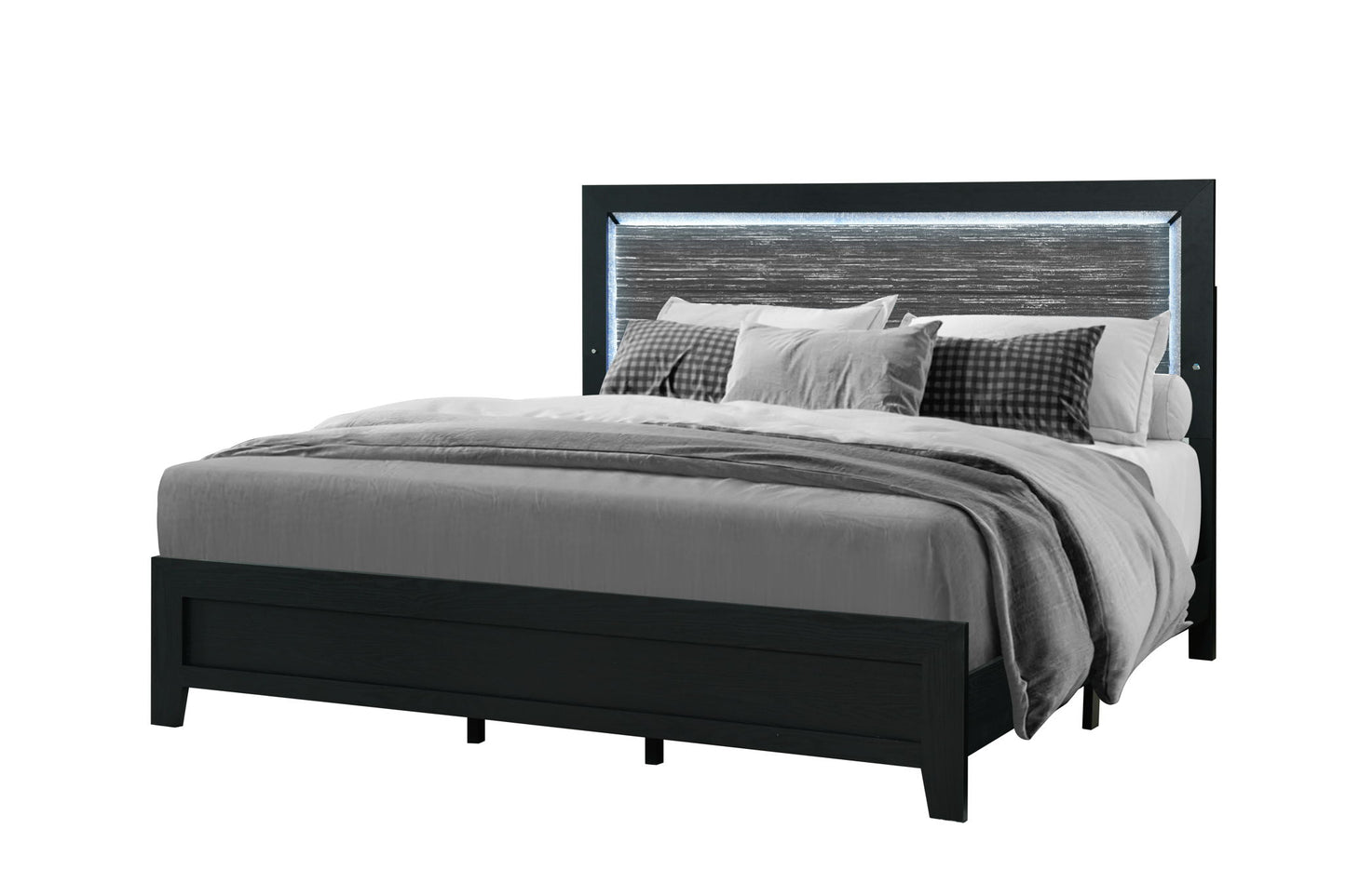 Reid - Queen Bed With LED - Black