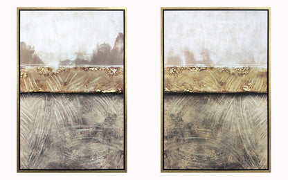 Hand Painted Textured Canvas in Frame 64x47 (Set of 2) - Dark Gray