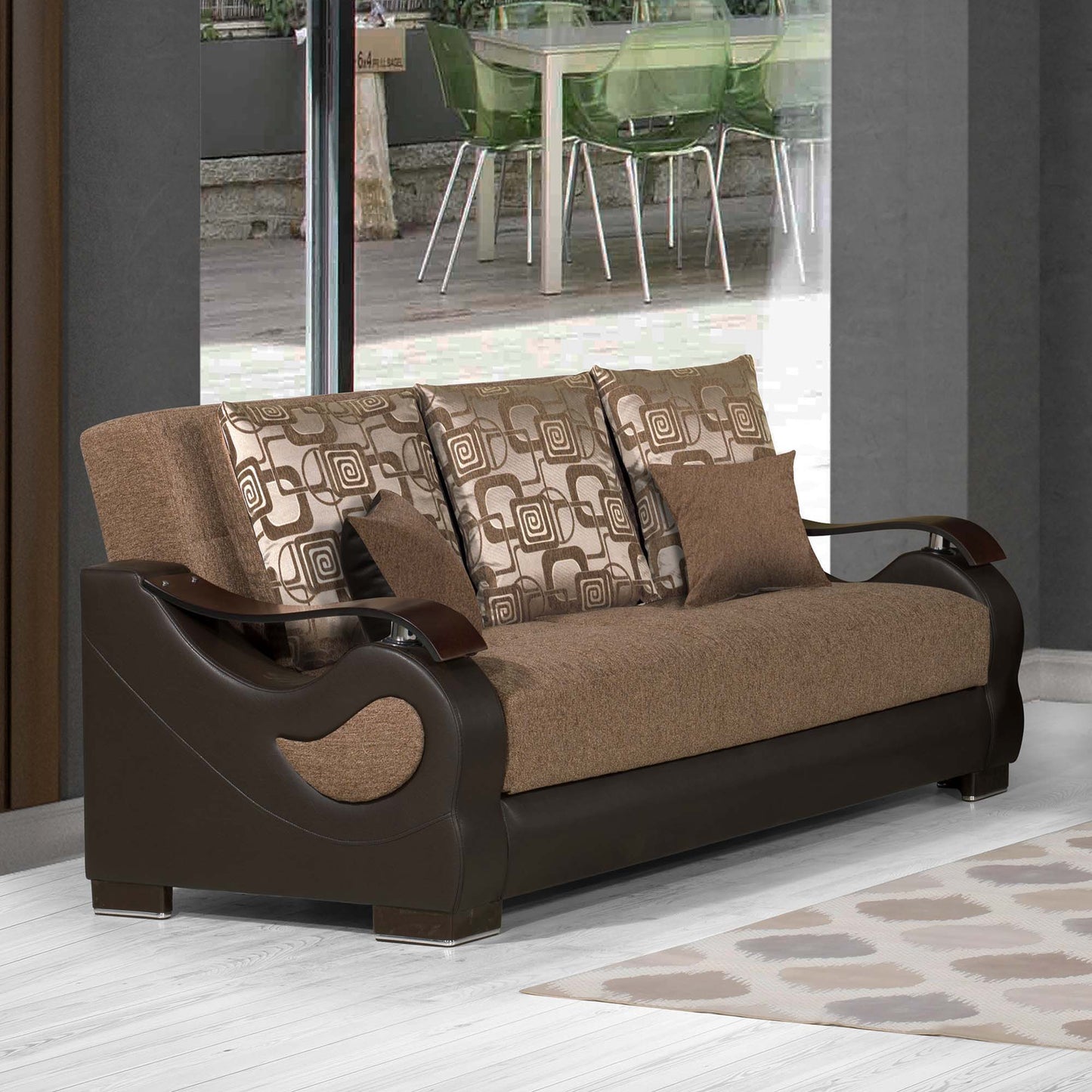Ottomanson Metroplex - Upholstered Convertible Sofabed With Storage - Brown