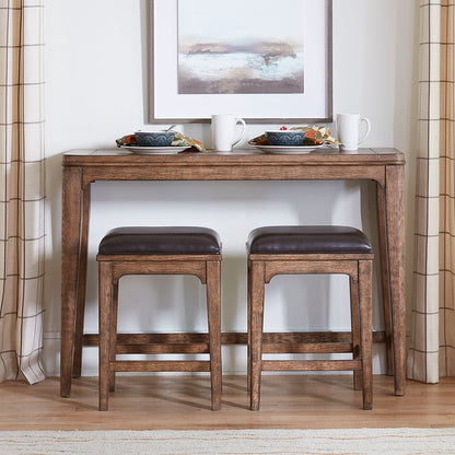 Ashford - 3 Piece Console Set (Console 2 Stools) - Light Brown