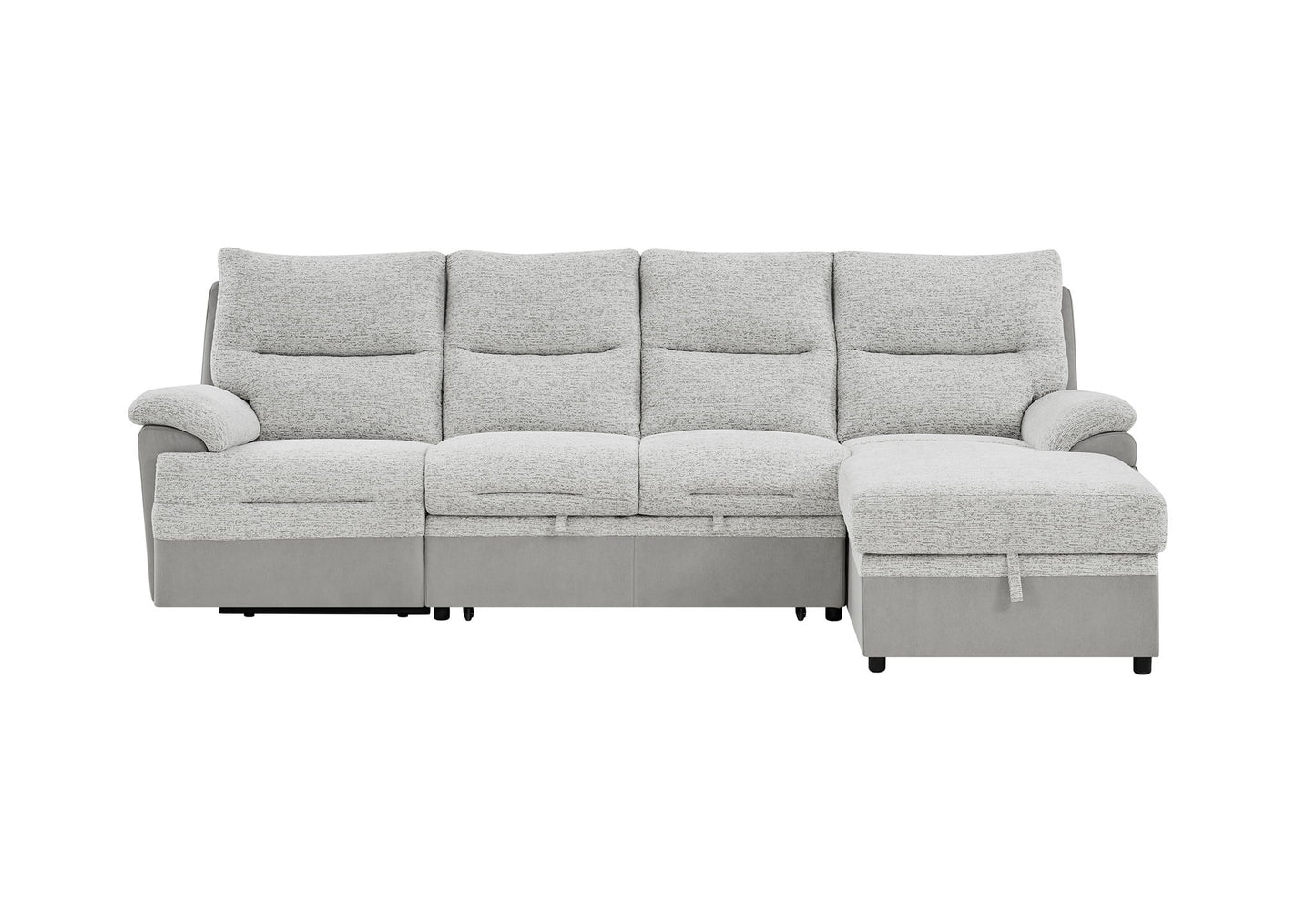 U3822 - Sectional With Pull Out Bed And USB - Light Gray