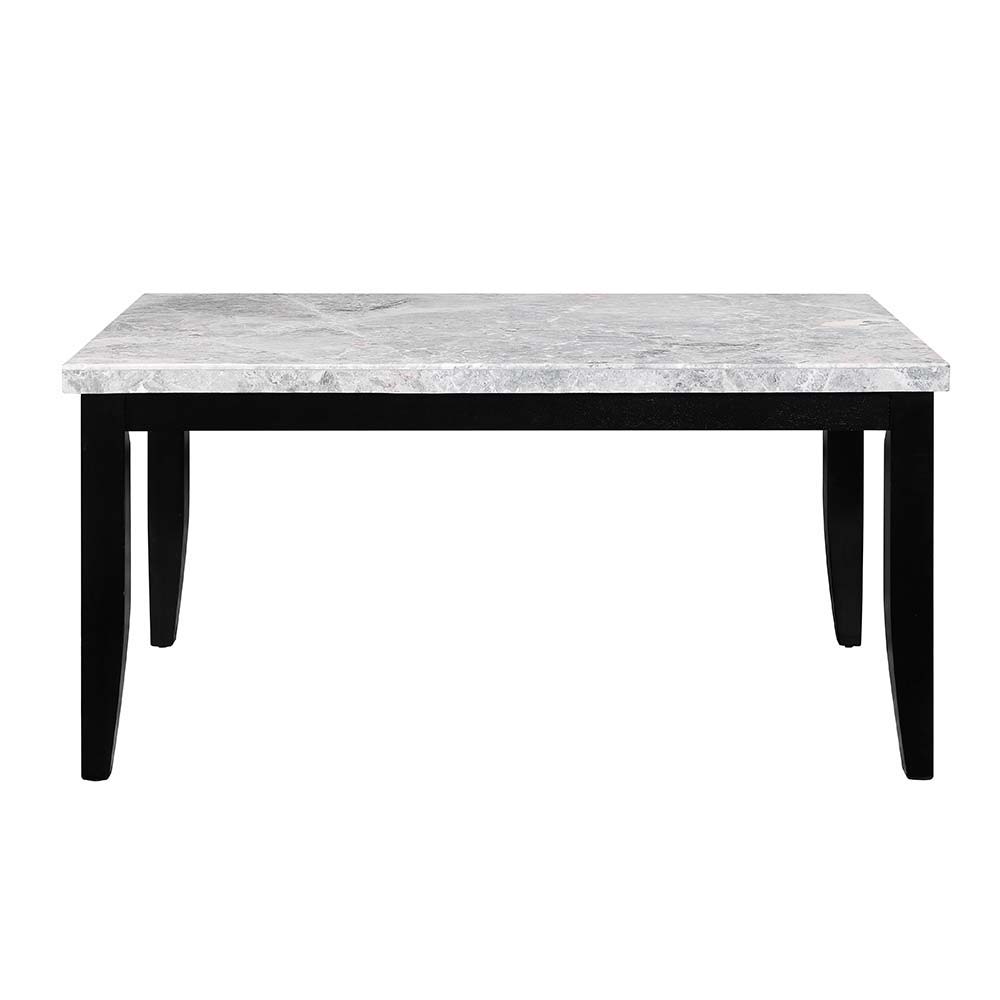 Hussein - Dining Table With Marble Top - Marble & Black Finish