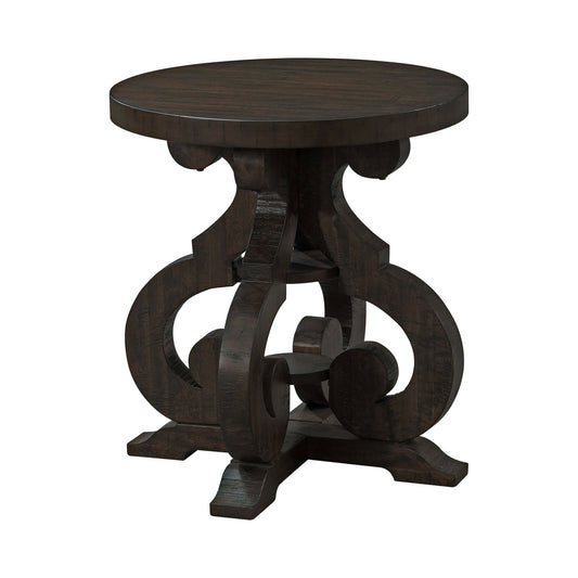 Stone - End Table With PU Base - Dark Walnut