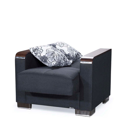 Ottomanson Armada X - Upholstered Convertible Wood Trimmed Armchair With Storage - Polyester