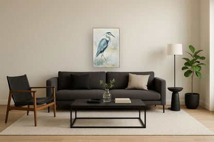 Azure Wading Grace - 39" x 24" Framed Wall Art - Beige