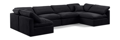 Indulge - Velvet 6 Piece Modular U-Shaped Sectional