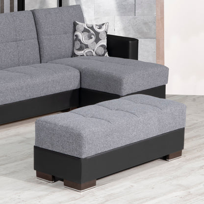 Ottomanson Armada - Upholstered Ottoman With Storage - Gray/Black PU Polyester