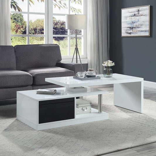 Buck II - Coffee Table - White & Black High Gloss Finish