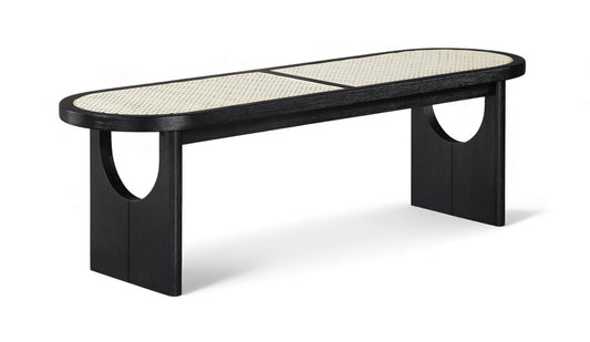 Canovia - Solid Wood And Faux Cane Bench