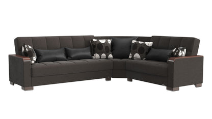 Ottomanson Armada X - Upholstered Convertible Wood Trimmed Sectional With Storage