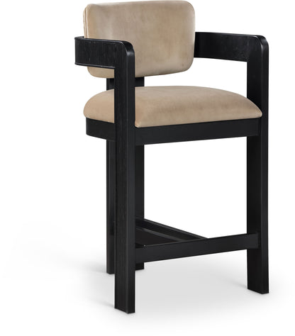 Sacha - Velvet Stool With Black Base