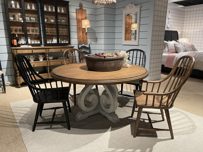 Vintage Market - Round Dining Table - Barnwood Oak And Picket Fence