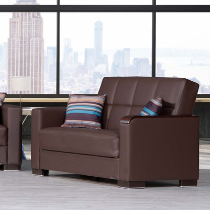 Ottomanson Armada X - Upholstered Convertible Wood Trimmed Loveseat With Storage