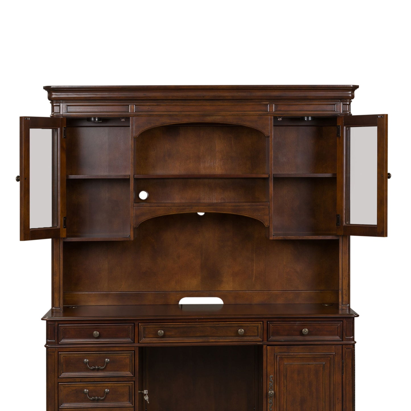 Brayton Manor - Jr Executive Credenza Hutch - Dark Brown