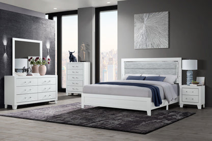 Luccia - 4 Piece Queen Bedroom Set (Queen Bed With LED, Dresser, Mirror, Nightstand) - White