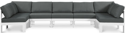 Nizuc - Outdoor Patio 7 Piece Modular Sectional With White Frame