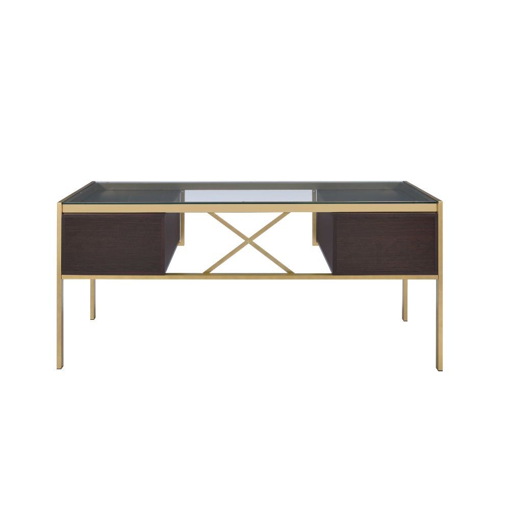 Yumia - Writing Desk - Gold & Walnut