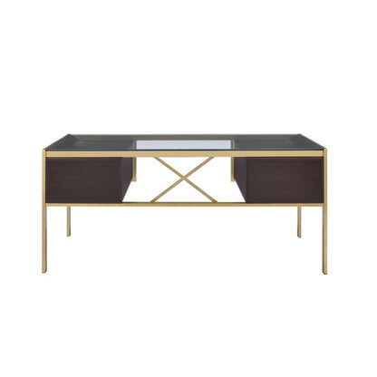 Yumia - Writing Desk - Gold & Walnut