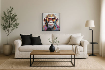 Vivid Splash Primate - 25" x 25" Framed Wall Art