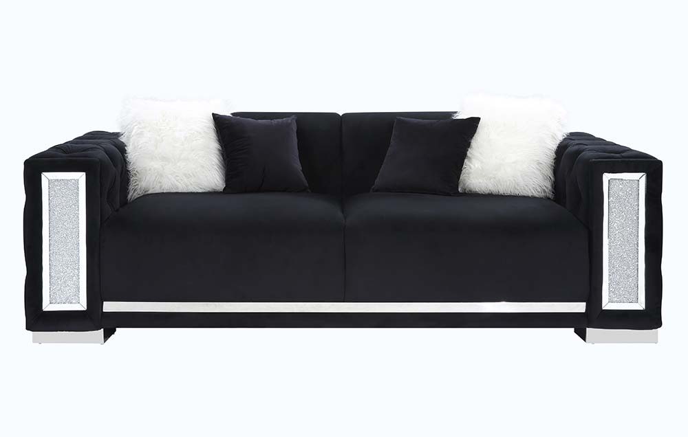 Trislar - Sofa With 4 Pillows (Same 52525) - Black Velvet