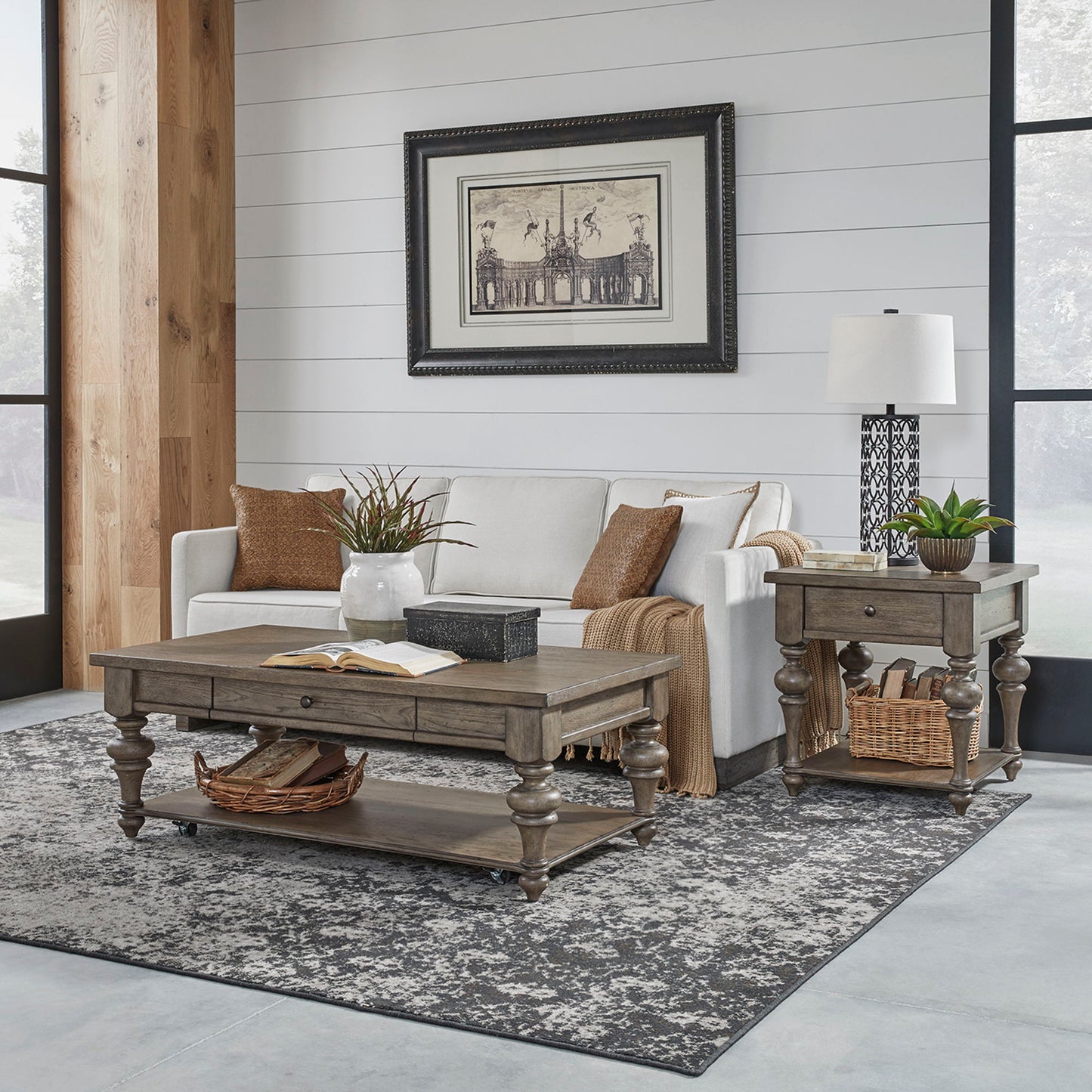 Americana Farmhouse - 3 Piece Set (1 Cocktail 2 End Tables) - Light Brown